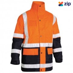 Bisley BK6975_BT05 - 100% Polyester Orange/Navy Taped 5 In 1 Safety Rain Jacket